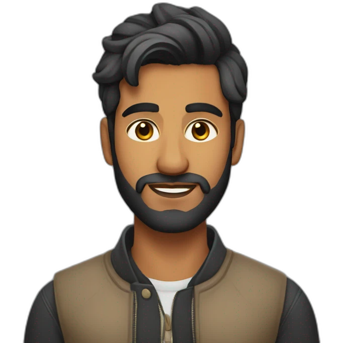 Indian man in his 20s with a light beard and stylish hairstyle emoji