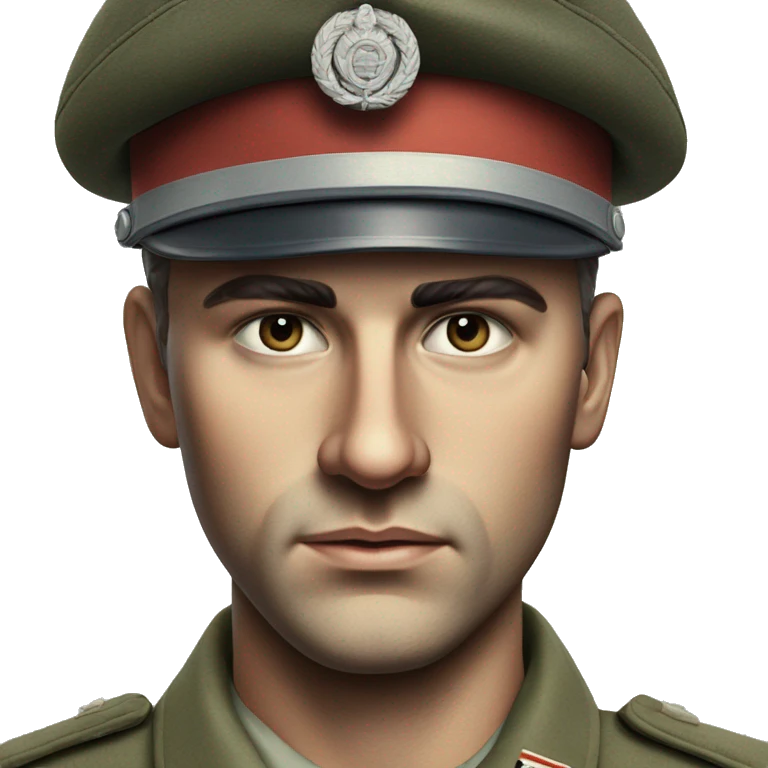 photorealistic serious french soldier 1960s emoji