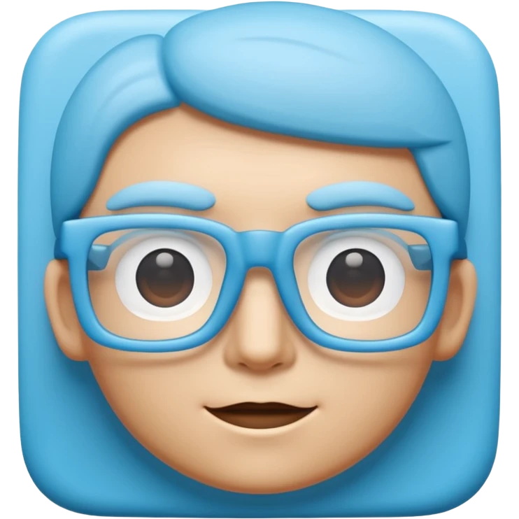 A 3D cartoon sky-blue square spectacle, slightly thick frame, glossy surface, minimal plain background, Memoji-style. Only glasses. emoji