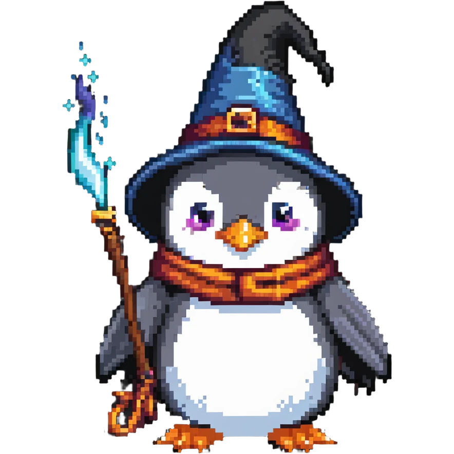 Penguin wizard casting a spell emoji