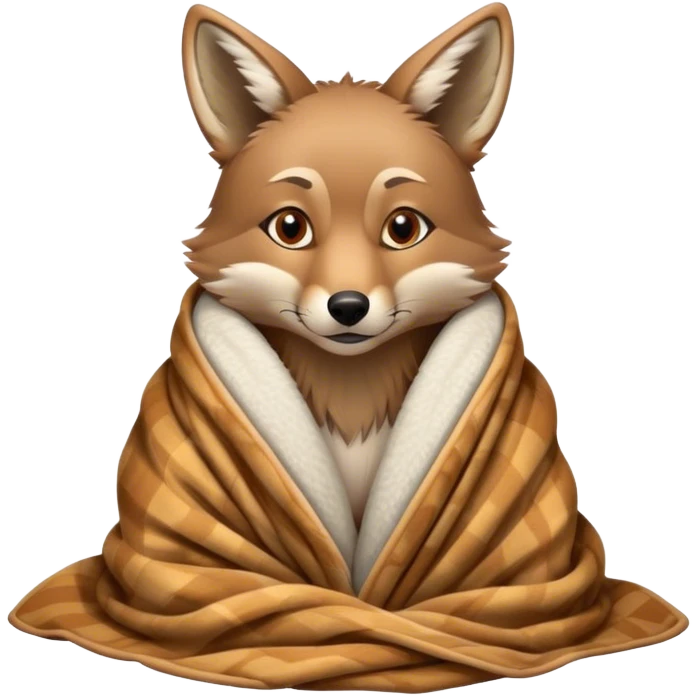 Coyote cozy in blanket emoji