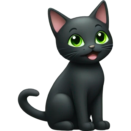 Black cat playing with a green star emoji