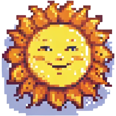 smiling sun pixel art emoji