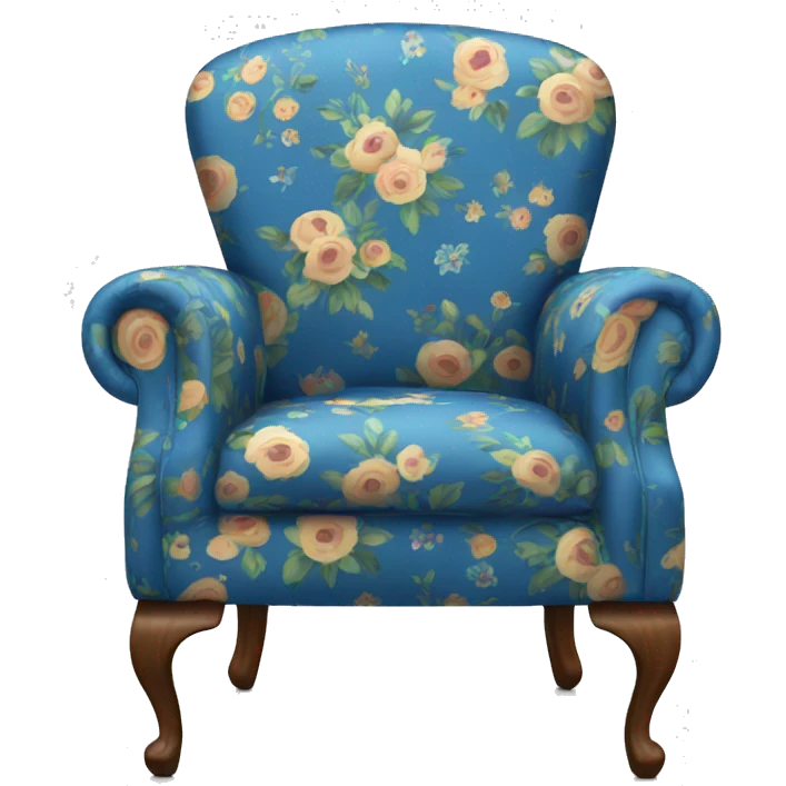 Arm chair with blue floral fabric emoji