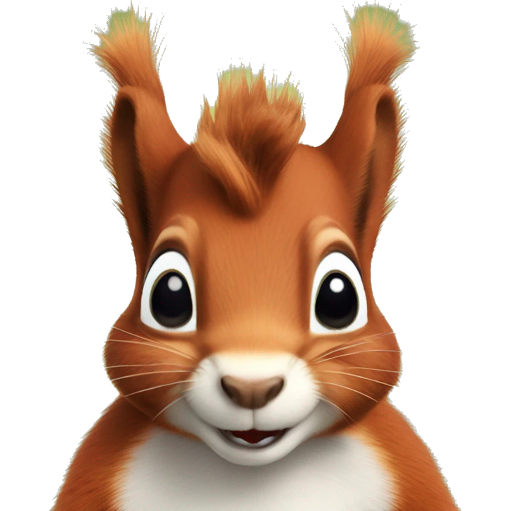 Cute red Squirrel face with bushy ears emoji