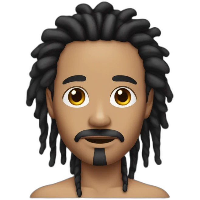 Black lightskin man with long black dreads, a moustache and goatee and a large birthmark located on his left cheek emoji