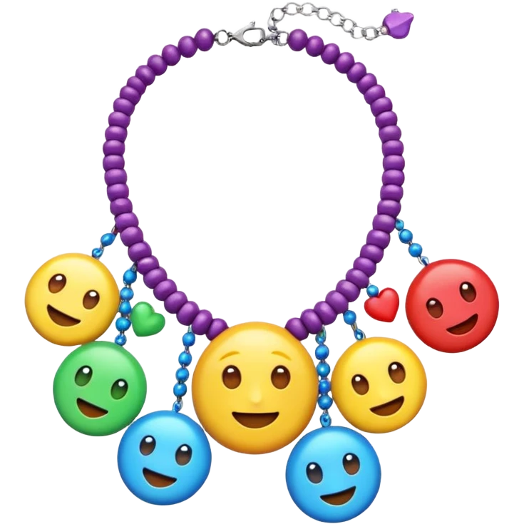 multicolored necklace, 3d emogis emoji