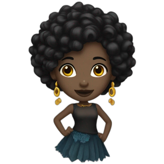 AfroCarribean-goth-girl-with-black-hair-and-brown-eyes--dancing emoji