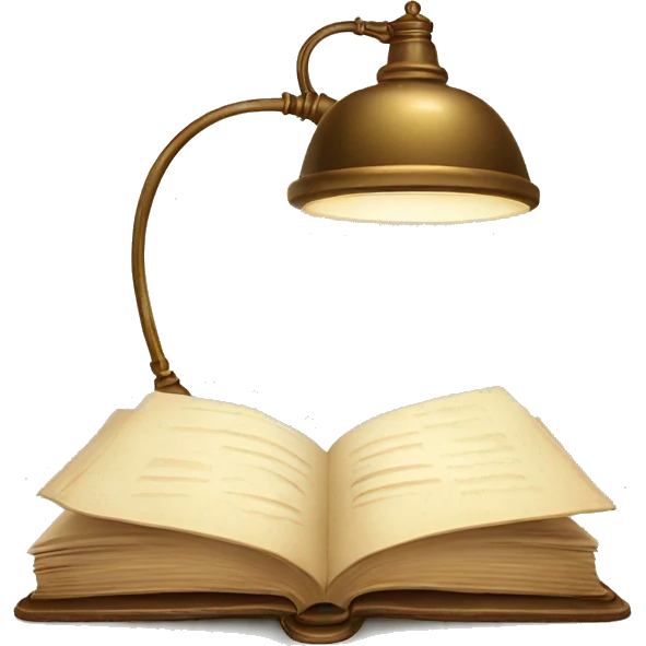 vintage lamp with open book emoji