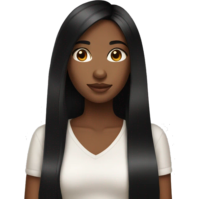 Beautiful Brown skin girl with straight black hair emoji