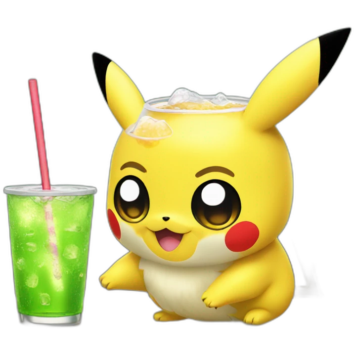 Pikachu drink soda emoji