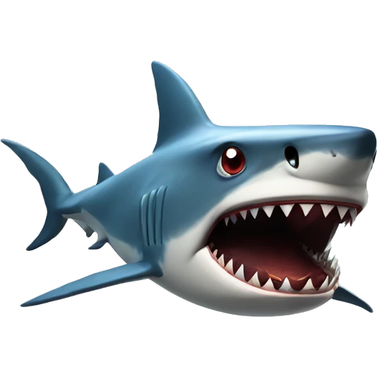 titan shark with destroy sea city, angry eyes shark emoji