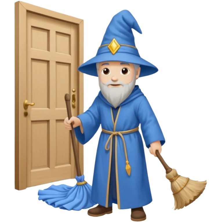 a wizard working hard sweeping his stoop emoji