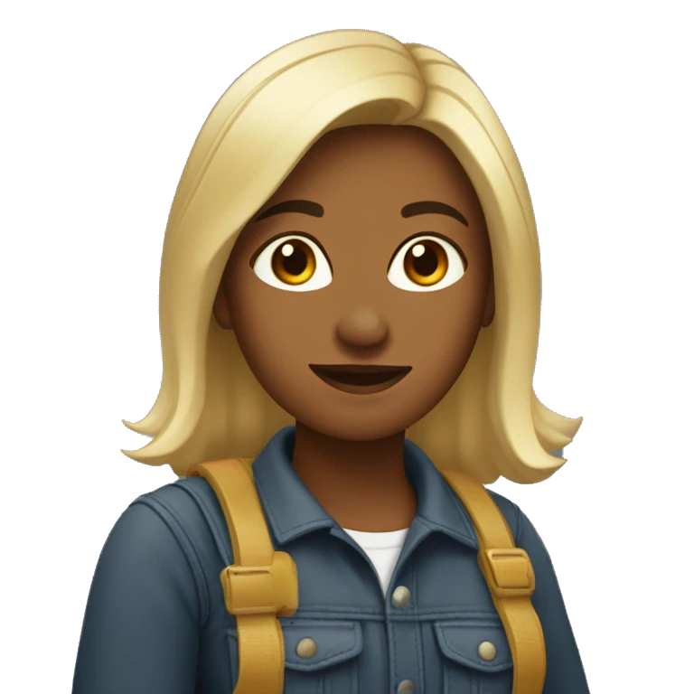 mujer joven carpintera pelo negro emoji