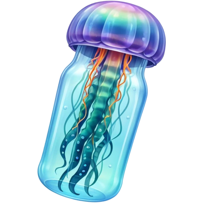 sea jellyfish, plastic bottles emoji