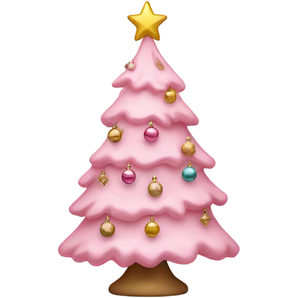 Light pink Christmas tree with ornaments  emoji