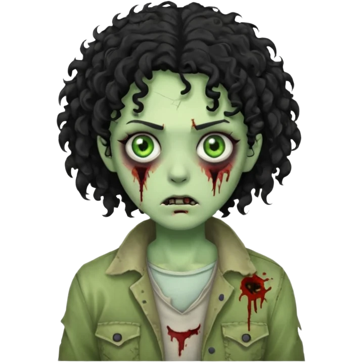 Zumbi com cabelo cacheado preto  emoji