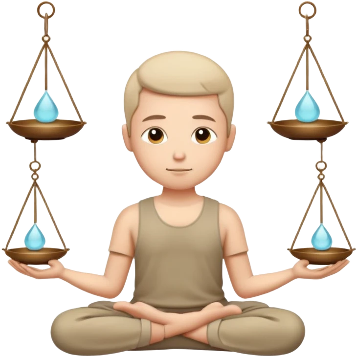 peaceful face in meditation with small balanced scales above head emoji