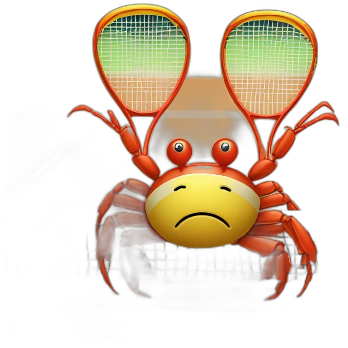 crabe sur balle de tennis sur raquette emoji