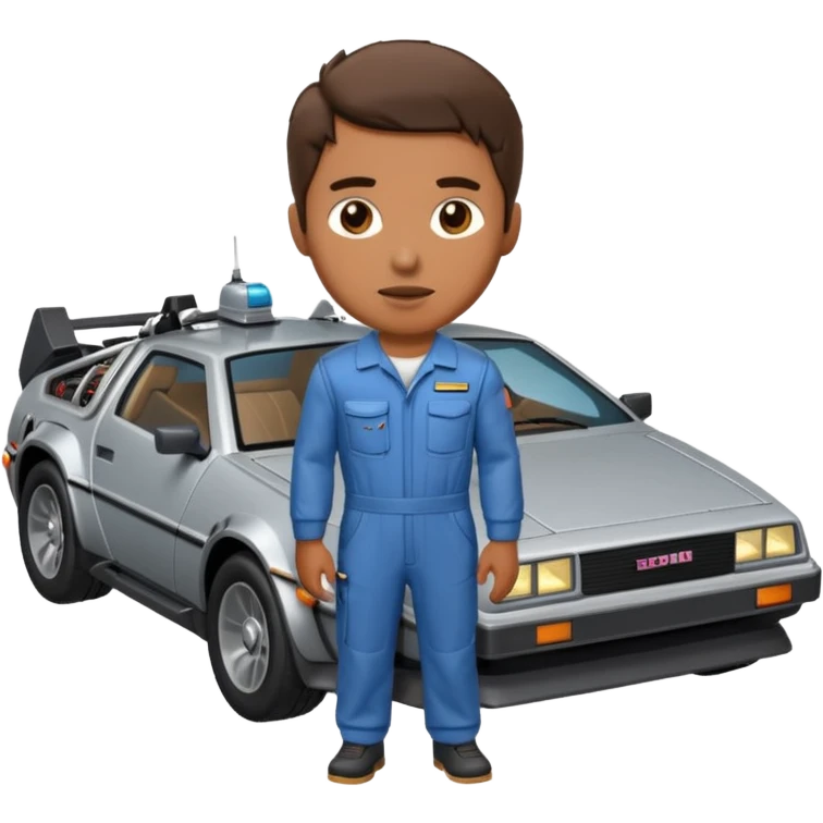 Mechanic with delorean in background  emoji