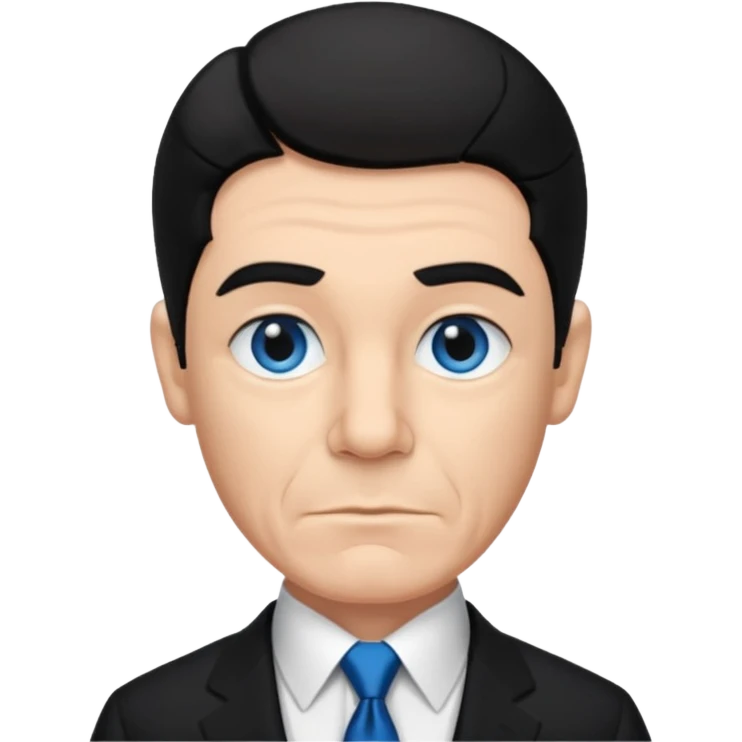 Shemp Howard from the Three Stooges with blue eyes, black hair, black suit emoji