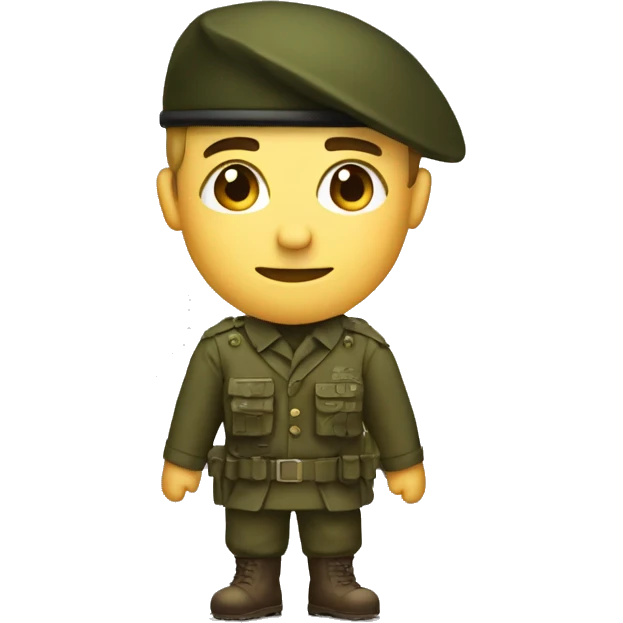 pixelated uniform soldier wearing beret emoji