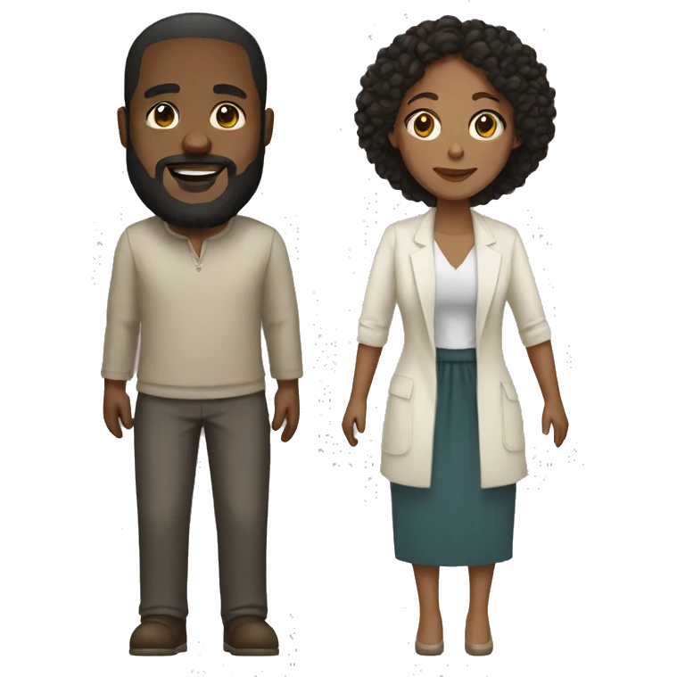 Couple black man with beard and very light skinned woman emoji