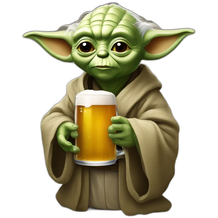Yoda buvant une bière emoji
