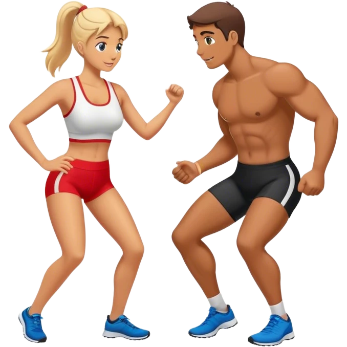 Man and woman help each other in sport emoji