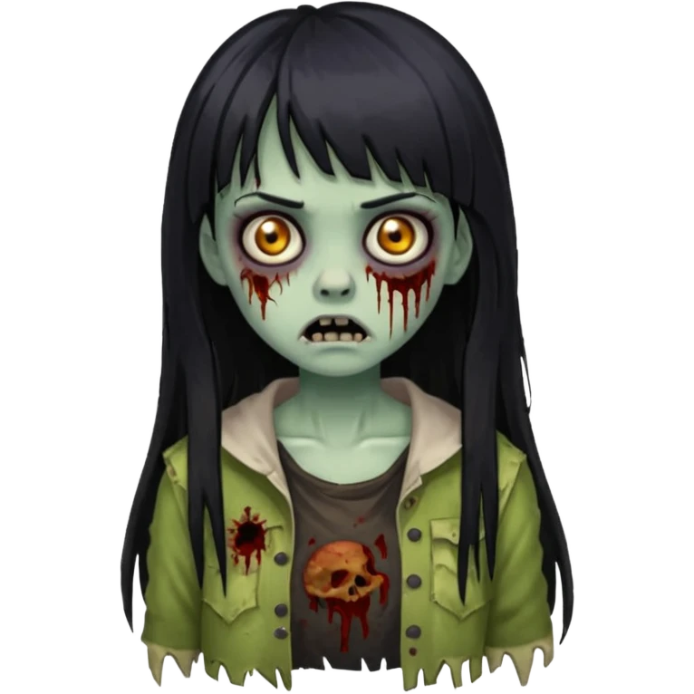girl zombie with black long hair and bangs emoji