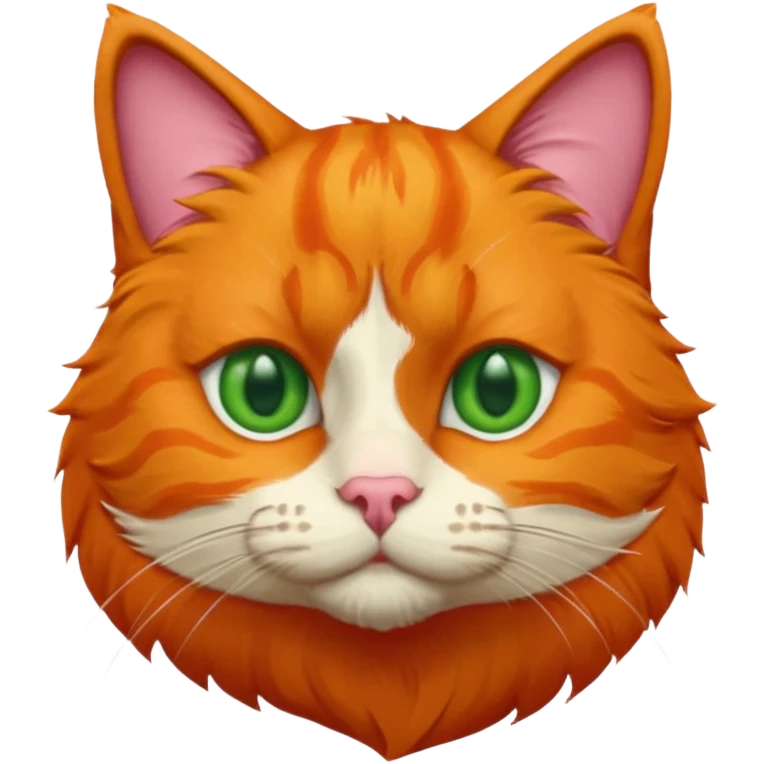 orange cat missing his right eye so it’s just an orange fur socket, and has a green left eye, with an orange patch of fur near his nose emoji