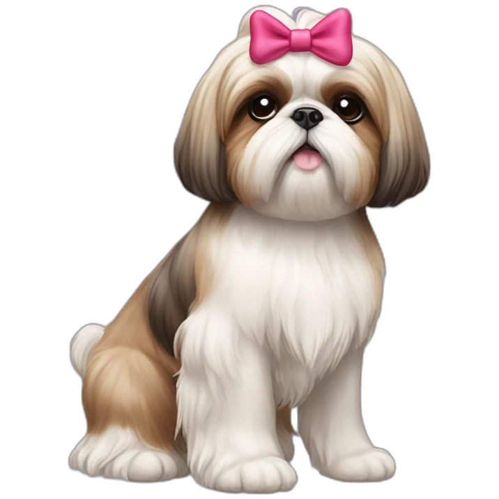 Dog Shih Tzu with a bow on head full-body emoji