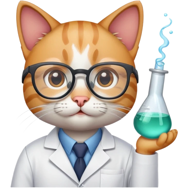 cat scientist wearing lab coat and glasses emoji