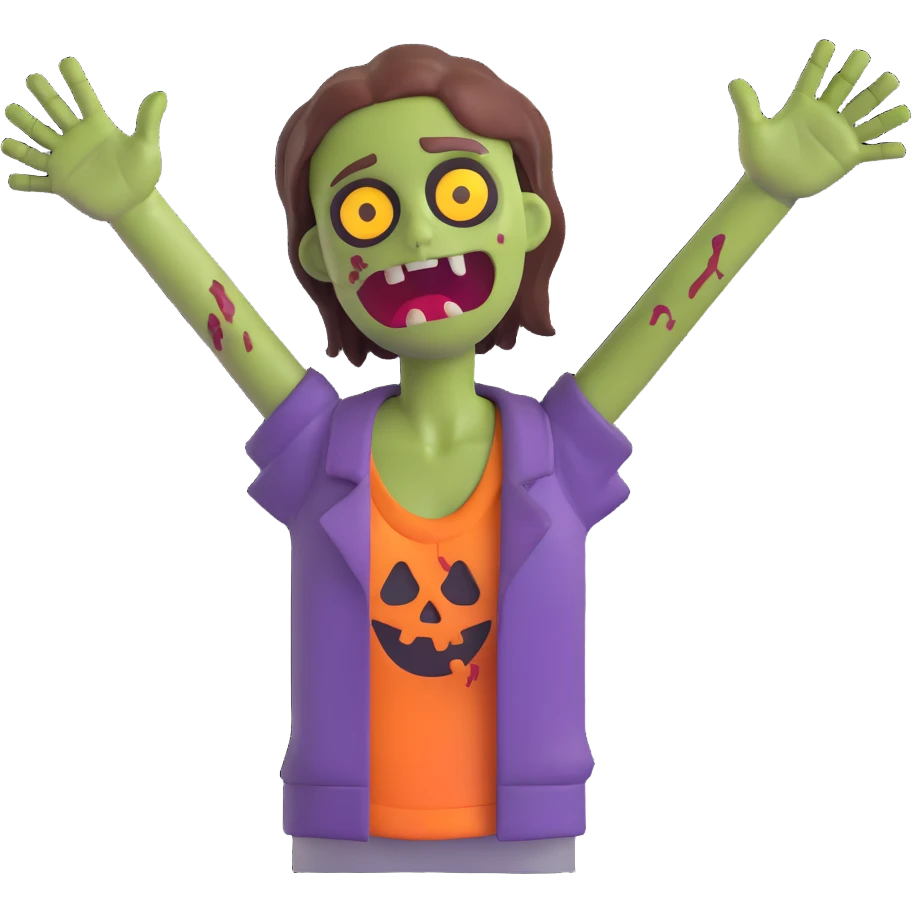 zombie emoji, tattered clothes, arms outstretched emoji