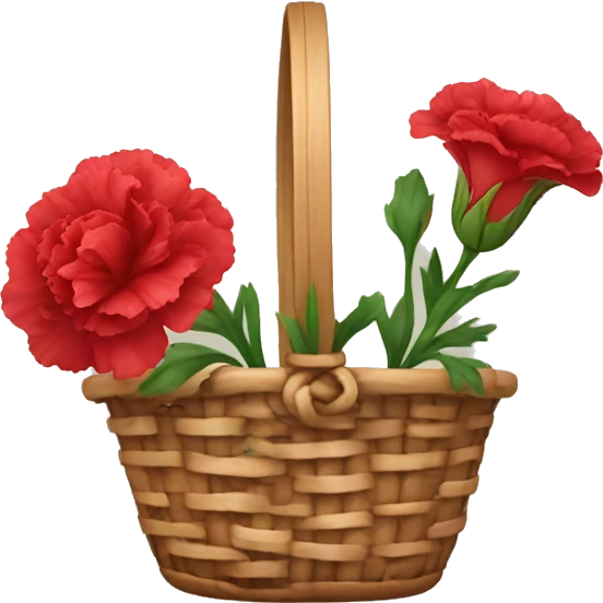 red Carnation flower in basket emoji