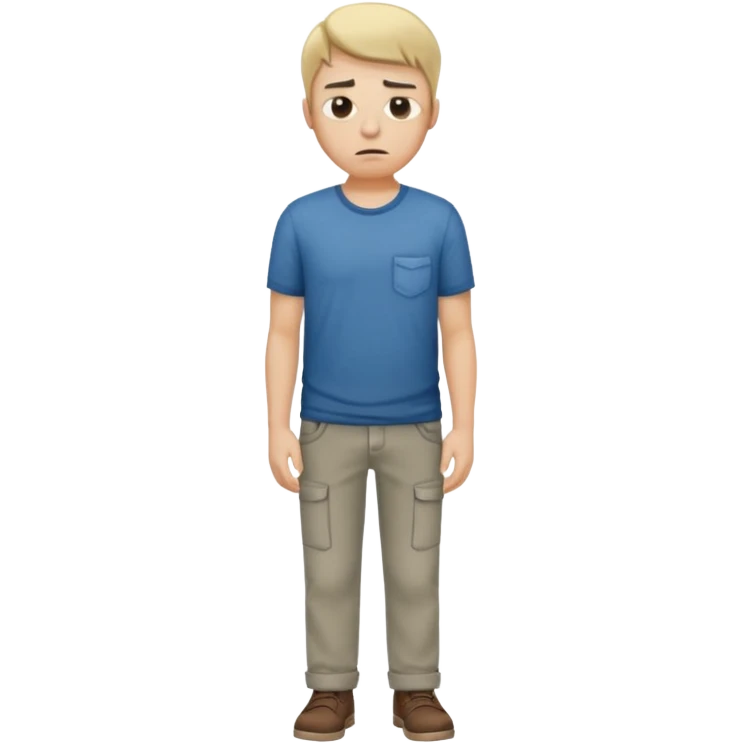 A sad man turns his pockets inside out and looks sadly at the camera emoji