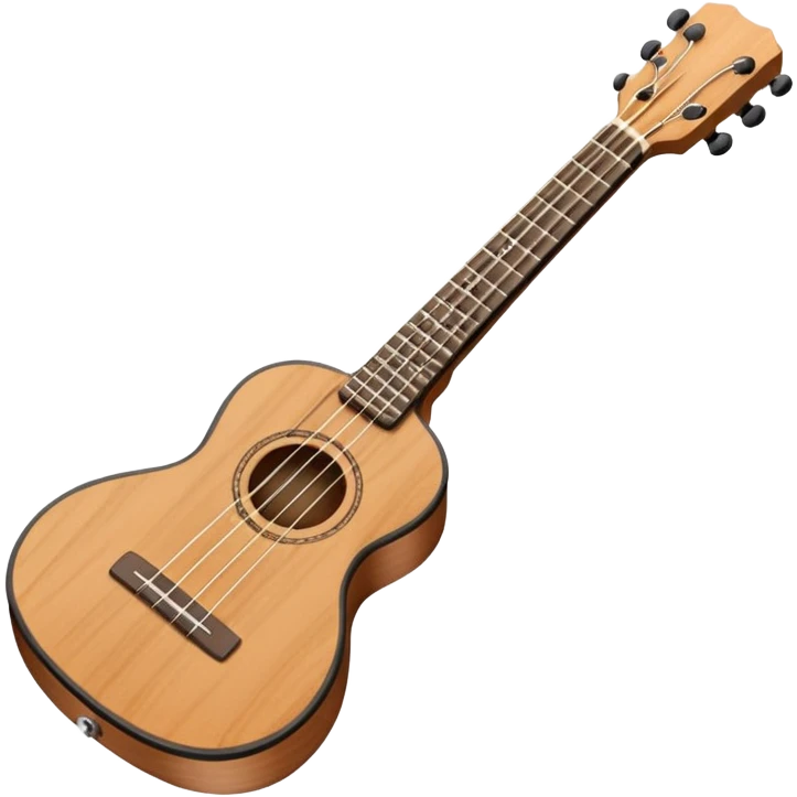 Minimalistic flat vector icon, iOS style, thin black contour on white background. Small ukulele guitar with four strings. Clean, no text, no shadows emoji