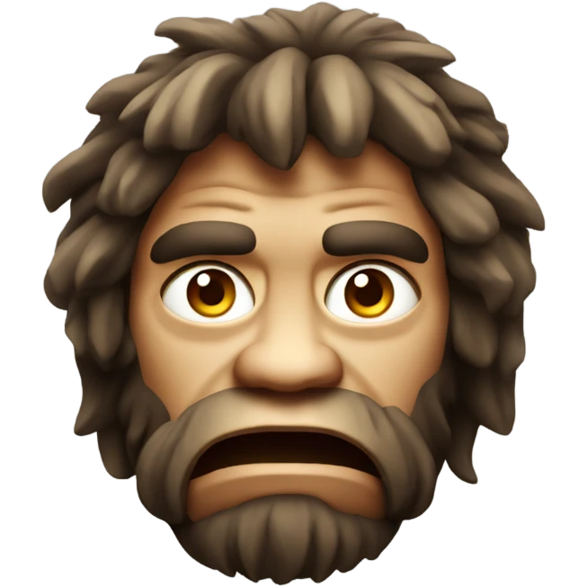 Exaggerated caveman face emoji in Apple style emoji