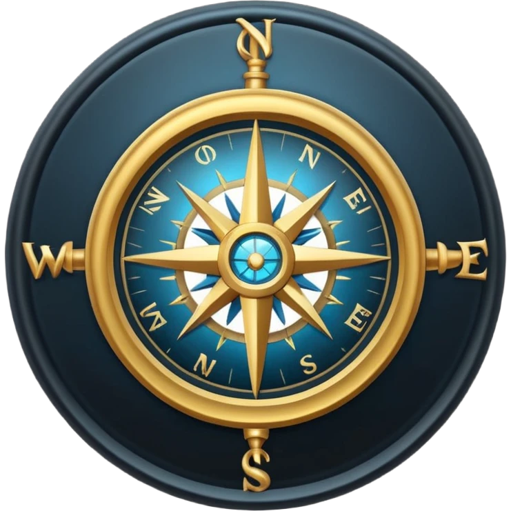 Mystical compass with arcane symbols, dark metallic iOS-style emoji emoji