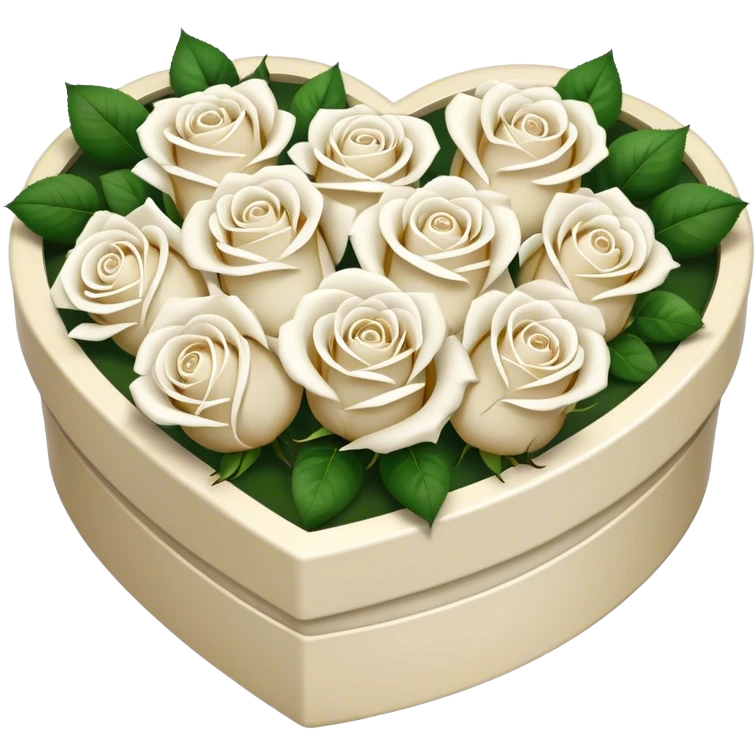 White Roses in a heart-shaped box  emoji