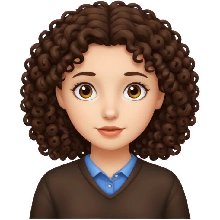 Dark brown Curly hair girl emoji