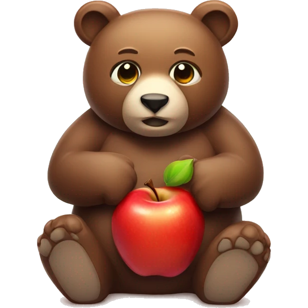 BEAR WITH SHINING EYES AND HOLDING APPLE emoji