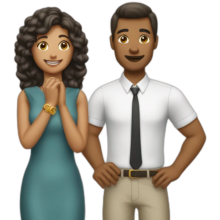 UN HOMME QUI MET UNE BAGUE DANS LE DOIGT ET UNE FEMME emoji