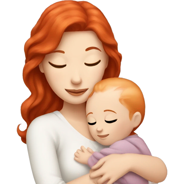Red hair white lady cuddling baby  emoji