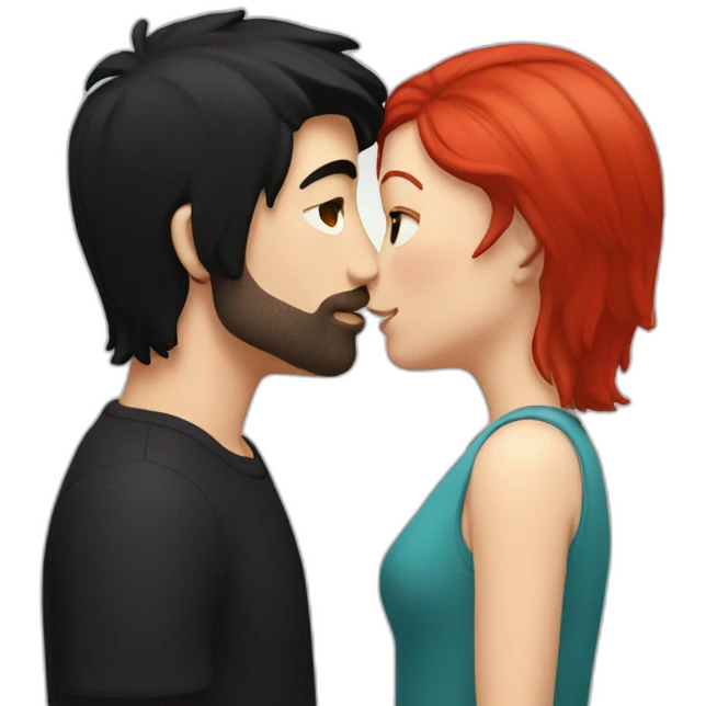 white man with black hair and a red head kissing emoji