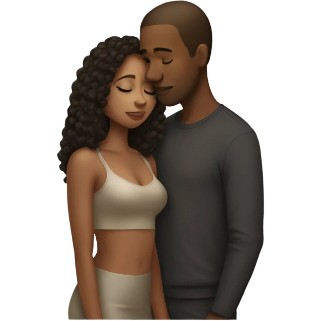 New years kiss white man and brown woman emoji