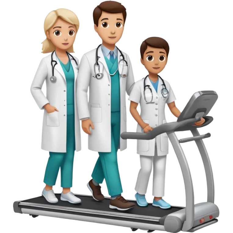 patient on a treadmill with a heart monitor, and a doctor standing nearby supervising, not running emoji