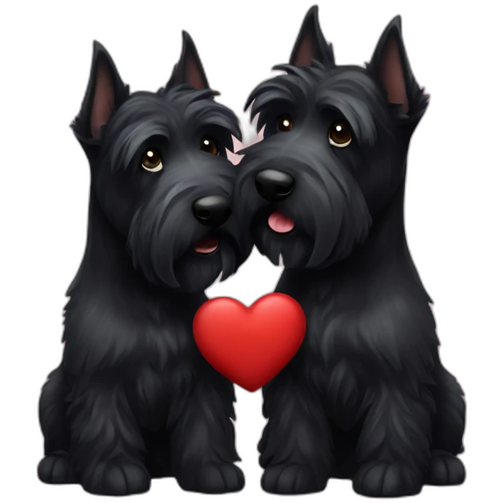 Two black Scottish terrier kissing emoji