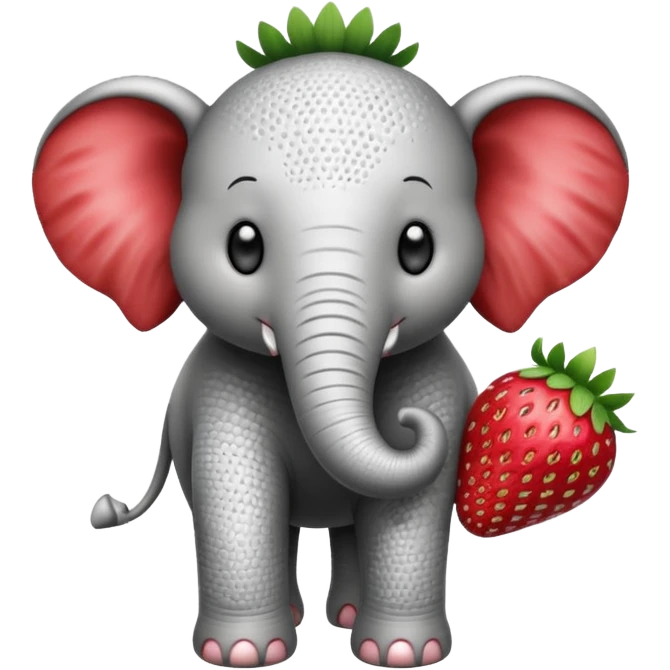 Make a  black and white strawberry elephant emoji