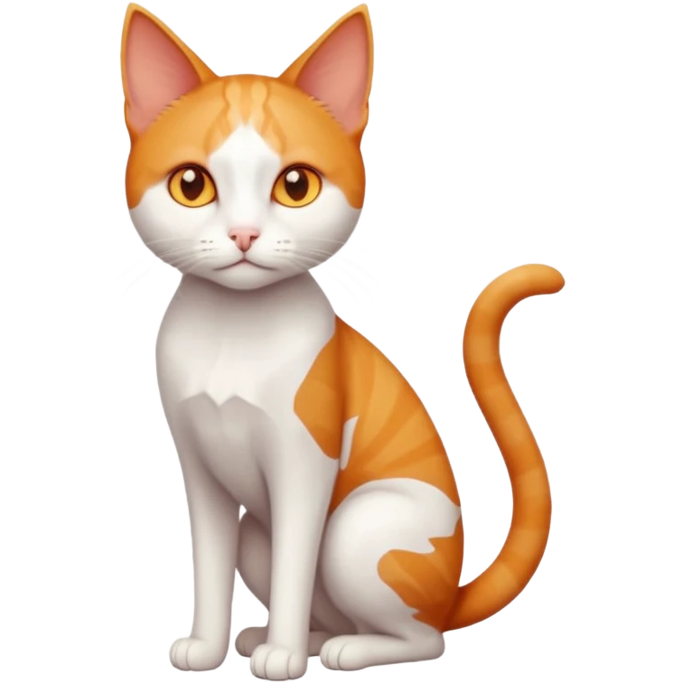 full body of tiny + skinny ginger and white cat with deep orange eyes and triangular shaped face emoji